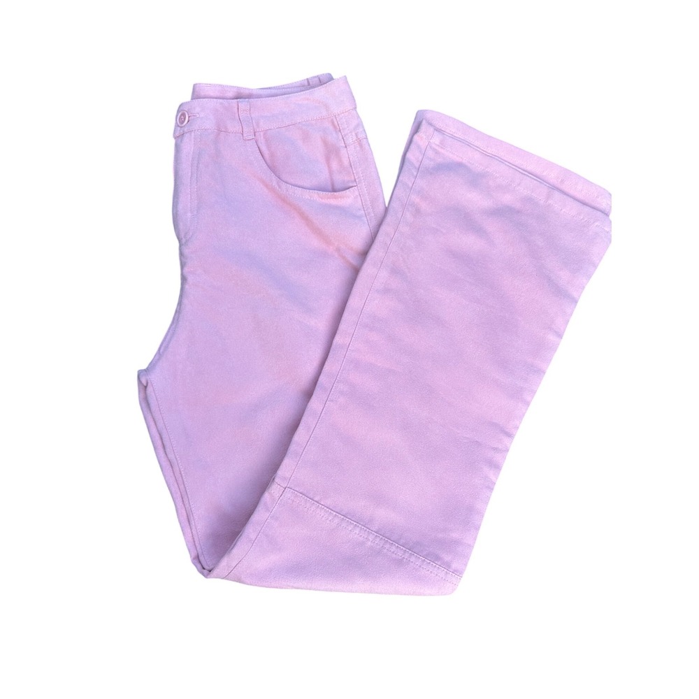 KC Parker‎ Pink Faux Suede Flare Pants Women Size 14 Hartstrings Pastel Trousers